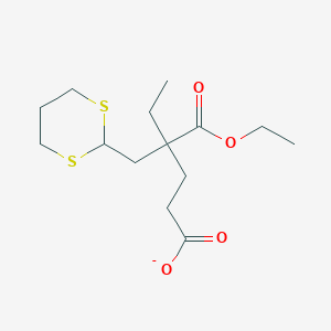 molecular formula C14H23O4S2- B15463486 4-[(1,3-Dithian-2-yl)methyl]-4-(ethoxycarbonyl)hexanoate CAS No. 59032-74-5