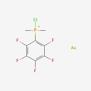 molecular formula C8H6AuClF5P+ B15463605 Chloro-dimethyl-(2,3,4,5,6-pentafluorophenyl)phosphanium;gold CAS No. 60764-76-3