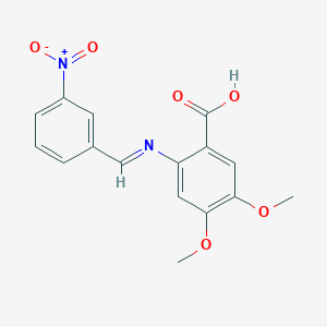 4,5-Dimethoxy-2-{(E)-[(3-nitrophenyl)methylidene]amino}benzoic acid