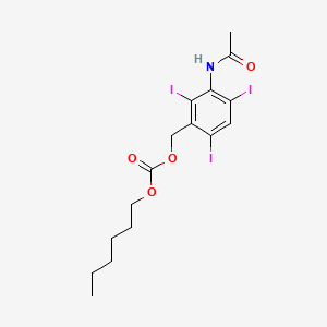 molecular formula C16H20I3NO4 B15464288 Carbonic acid, (3-(acetylamino)-2,4,6-triiodophenyl)methyl hexyl ester CAS No. 60102-22-9