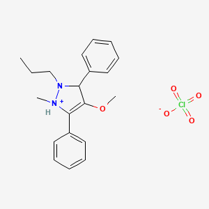 4-Methoxy-1-methyl-3,5-diphenyl-2-propyl-2,3-dihydro-1H-pyrazol-1-ium perchlorate