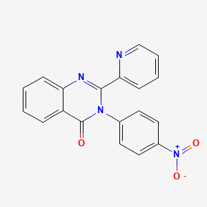 molecular formula C19H12N4O3 B15464827 4(3H)-Quinazolinone, 3-(4-nitrophenyl)-2-(2-pyridinyl)- CAS No. 58668-46-5