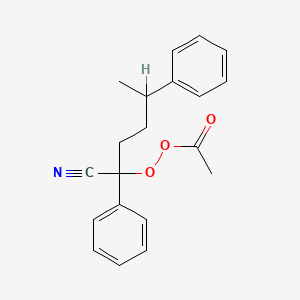 molecular formula C20H21NO3 B15464911 Ethaneperoxoic acid, 1-cyano-1,4-diphenylpentyl ester CAS No. 58422-77-8