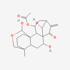 molecular formula C22H30O7 B15465031 (9,15,19-Trihydroxy-12-methyl-6-methylidene-7-oxo-14-oxapentacyclo[10.3.3.15,8.01,11.02,8]nonadecan-3-yl) acetate CAS No. 59859-99-3