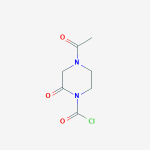 molecular formula C7H9ClN2O3 B15465480 4-Acetyl-2-oxopiperazine-1-carbonyl chloride CAS No. 59702-45-3