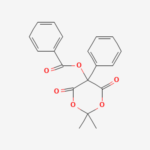 molecular formula C19H16O6 B15465766 2,2-Dimethyl-4,6-dioxo-5-phenyl-1,3-dioxan-5-yl benzoate CAS No. 56973-59-2