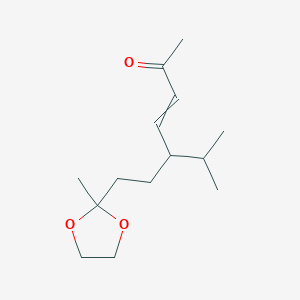 molecular formula C14H24O3 B15465955 6-Methyl-5-[2-(2-methyl-1,3-dioxolan-2-yl)ethyl]hept-3-en-2-one CAS No. 57782-64-6