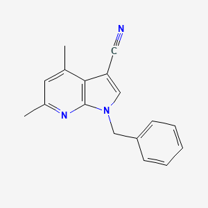 molecular formula C17H15N3 B15465975 1H-Pyrrolo[2,3-b]pyridine-3-carbonitrile, 4,6-dimethyl-1-(phenylmethyl)- CAS No. 59661-43-7