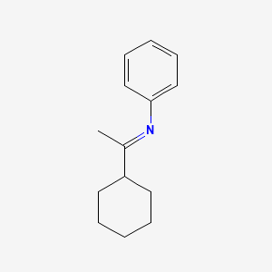 molecular formula C14H19N B15466947 Benzenamine, N-(1-cyclohexylethylidene)-, (E)- CAS No. 56037-35-5