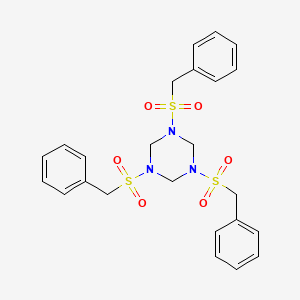 molecular formula C24H27N3O6S3 B15467008 1,3,5-Triazine, hexahydro-1,3,5-tris[(phenylmethyl)sulfonyl]- CAS No. 56221-20-6