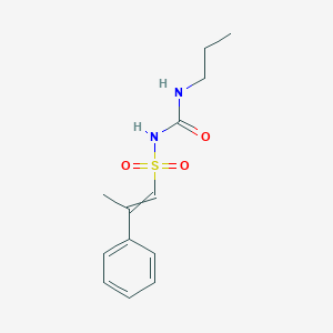 molecular formula C13H18N2O3S B15467331 2-Phenyl-N-(propylcarbamoyl)prop-1-ene-1-sulfonamide CAS No. 56752-81-9