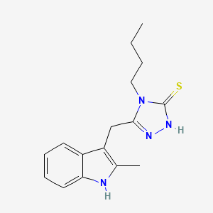 molecular formula C16H20N4S B15467341 3H-1,2,4-Triazole-3-thione, 2,4-dihydro-4-butyl-5-((2-methyl-1H-indol-3-yl)methyl)- CAS No. 54649-08-0