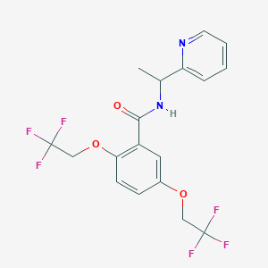 molecular formula C18H16F6N2O3 B15467379 N-[1-(Pyridin-2-yl)ethyl]-2,5-bis(2,2,2-trifluoroethoxy)benzamide CAS No. 57415-42-6