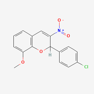 molecular formula C16H12ClNO4 B15467670 2-(4-Chlorophenyl)-8-methoxy-3-nitro-2H-1-benzopyran CAS No. 57544-19-1