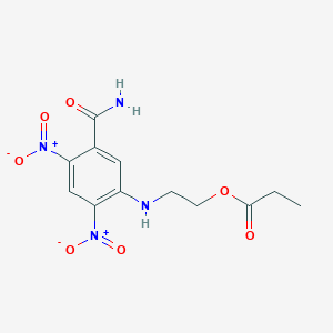 2-[(5-Carbamoyl-2,4-dinitrophenyl)amino]ethyl propanoate