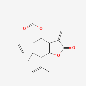 molecular formula C17H22O4 B15468078 (6-ethenyl-6-methyl-3-methylidene-2-oxo-7-prop-1-en-2-yl-4,5,7,7a-tetrahydro-3aH-1-benzofuran-4-yl) acetate CAS No. 56064-68-7