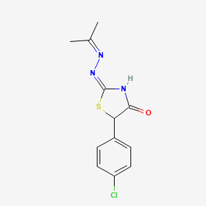 (2E)-5-(4-chlorophenyl)-2-(propan-2-ylidenehydrazinylidene)-1,3-thiazolidin-4-one