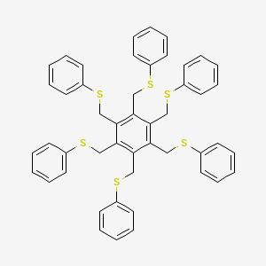 molecular formula C48H42S6 B15468171 1,1',1'',1''',1'''',1'''''-[Benzene-1,2,3,4,5,6-hexaylhexakis(methylenesulfanediyl)]hexabenzene CAS No. 53370-13-1