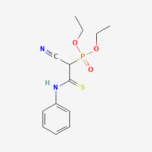 molecular formula C13H17N2O3PS B15468507 Phosphonic acid, [1-cyano-2-(phenylamino)-2-thioxoethyl]-, diethyl ester CAS No. 54086-51-0