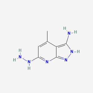 molecular formula C7H10N6 B15468936 6-hydrazinyl-4-methyl-2H-pyrazolo[3,4-b]pyridin-3-amine CAS No. 52332-44-2