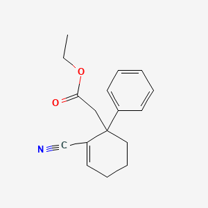 molecular formula C17H19NO2 B15469229 Ethyl 2-(2-cyano-1-phenylcyclohex-2-en-1-yl)acetate CAS No. 51993-69-2