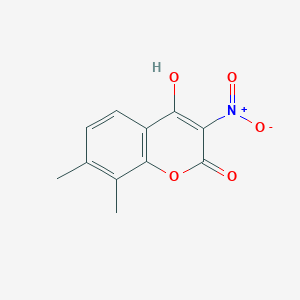 molecular formula C11H9NO5 B15469274 4-Hydroxy-7,8-dimethyl-3-nitro-2H-1-benzopyran-2-one CAS No. 55004-67-6