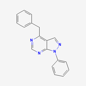 molecular formula C18H14N4 B15470298 1H-Pyrazolo[3,4-d]pyrimidine, 1-phenyl-4-(phenylmethyl)- CAS No. 53645-77-5