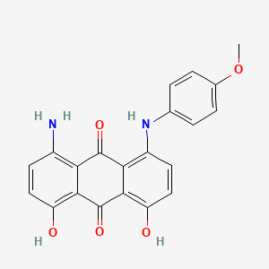 molecular formula C21H16N2O5 B15470365 9,10-Anthracenedione, 1-amino-4,5-dihydroxy-8-[(4-methoxyphenyl)amino]- CAS No. 55851-03-1