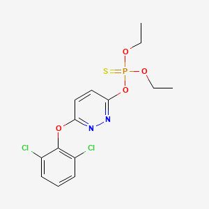 molecular formula C14H15Cl2N2O4PS B15470367 Phosphorothioic acid, O-(6-(2,6-dichlorophenoxy)-3-pyridazinyl) O,O-diethyl ester CAS No. 53605-17-7