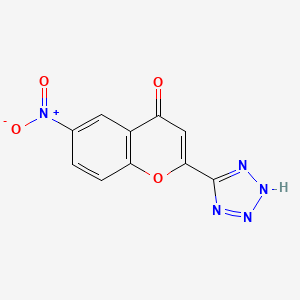 molecular formula C10H5N5O4 B15472364 4H-1-Benzopyran-4-one, 6-nitro-2-(1H-tetrazol-5-yl)- CAS No. 38322-61-1