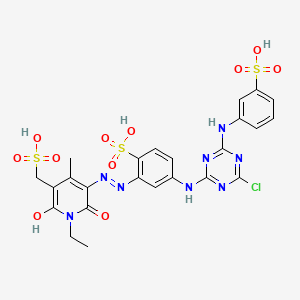 5-((5-((4-Chloro-6-((3-sulphophenyl)amino)-1,3,5-triazin-2-yl)amino)-2-sulphophenyl)azo)-1-ethyl-1,2-dihydro-6-hydroxy-4-methyl-2-oxopyridine-3-methanesulphonic acid