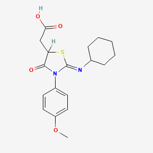 molecular formula C18H22N2O4S B15474172 2-(Cyclohexylimino)-3-(4-methoxyphenyl)-4-oxo-5-thiazolidineacetic acid CAS No. 39964-59-5