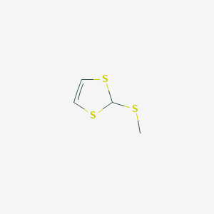 molecular formula C4H6S3 B15475388 1,3-Dithiole, 2-(methylthio)- CAS No. 45439-65-4