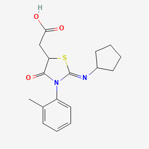 2-(Cyclopentylimino)-4-oxo-3-(o-tolyl)-5-thiazolidineacetic acid