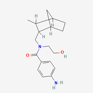 molecular formula C18H26N2O2 B15476258 p-Amino-N-(2-hydroxyethyl)-N-((3-methyl-2-norbornyl)methyl)benzamide CAS No. 36398-85-3