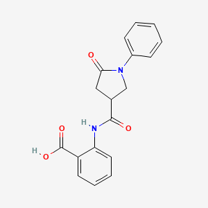 molecular formula C18H16N2O4 B15476293 2-[[(5-Oxo-1-phenylpyrrolidin-3-yl)carbonyl]amino]benzoic acid CAS No. 39630-02-9