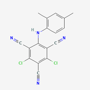 molecular formula C17H10Cl2N4 B15476327 1,3,5-Benzenetricarbonitrile, 4,6-dichloro-2-(2,4-dimethylanilino)- CAS No. 35727-83-4