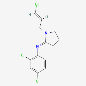 molecular formula C13H13Cl3N2 B15476360 Pyrrolidine, 2-((2,4-dichlorophenyl)imino)-1-(3-chloro-2-propenyl)- CAS No. 32329-83-2