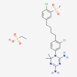 2-Chloro-5-[4-[2-chloro-4-(4,6-diamino-2,2-dimethyl-1,3,5-triazin-1-yl)phenyl]butyl]benzenesulfonyl fluoride;ethanesulfonic acid