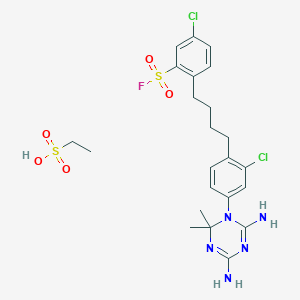 5-Chloro-2-[4-[2-chloro-4-(4,6-diamino-2,2-dimethyl-1,3,5-triazin-1-yl)phenyl]butyl]benzenesulfonyl fluoride;ethanesulfonic acid