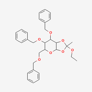 2-ethoxy-2-methyl-6,7-bis(phenylmethoxy)-5-(phenylmethoxymethyl)-5,6,7,7a-tetrahydro-3aH-[1,3]dioxolo[4,5-b]pyran