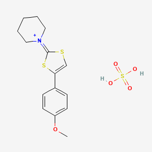 1-[4-(4-Methoxyphenyl)-1,3-dithiol-2-ylidene]piperidin-1-ium;sulfuric acid