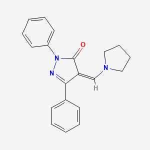 molecular formula C20H19N3O B15479292 1,3-Diphenyl-4-(1-pyrrolidinylmethylene)-2-pyrazolin-5-one CAS No. 23711-44-6