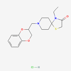 molecular formula C18H25ClN2O3S B15479317 8-(1,4-Benzodioxan-2-ylmethyl)-4-ethyl-1-thia-4,8-diazaspiro(4.5)decan-3-one hydrochloride CAS No. 24798-34-3