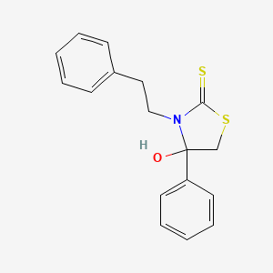 molecular formula C17H17NOS2 B15479366 4-Hydroxy-3-phenethyl-4-phenyl-2-thiazolidinethione CAS No. 23509-74-2