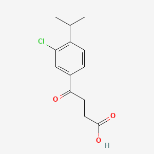 molecular formula C13H15ClO3 B15479498 Benzenebutanoic acid, 3-chloro-4-(1-methylethyl)-gamma-oxo- CAS No. 32780-41-9