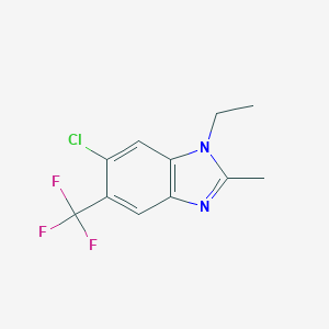 B154797 1H-Benzimidazole, 6-chloro-1-ethyl-2-methyl-5-(trifluoromethyl)- CAS No. 1736-34-1