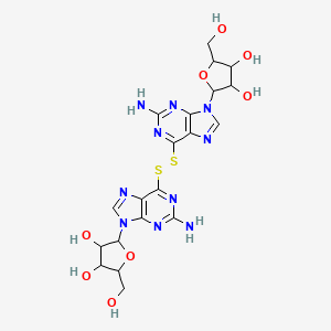 molecular formula C20H24N10O8S2 B15479816 2-[2-Amino-6-[2-amino-9-[3,4-dihydroxy-5-(hydroxymethyl)tetrahydrofuran-2-yl]purin-6-yl]disulfanyl-purin-9-yl]-5-(hydroxymethyl)tetrahydrofuran-3,4-diol CAS No. 34836-98-1