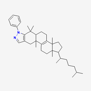 molecular formula C37H54N2 B15479849 3a,6,6,10a,12a-Pentamethyl-1-(6-methylheptan-2-yl)-7-phenyl-1,2,3,3a,4,5,5a,6,7,10,10a,11,12,12a-tetradecahydrocyclopenta[5,6]naphtho[1,2-f]indazole CAS No. 32764-81-1