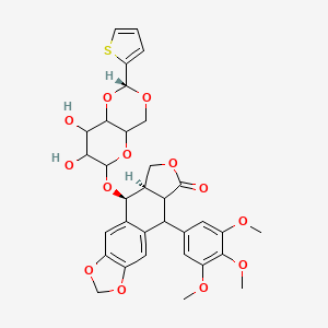 molecular formula C33H34O13S B15480101 (5S,5aR)-5-[[(2R)-7,8-dihydroxy-2-thiophen-2-yl-4,4a,6,7,8,8a-hexahydropyrano[3,2-d][1,3]dioxin-6-yl]oxy]-9-(3,4,5-trimethoxyphenyl)-5a,6,8a,9-tetrahydro-5H-[2]benzofuro[6,5-f][1,3]benzodioxol-8-one CAS No. 35317-31-8